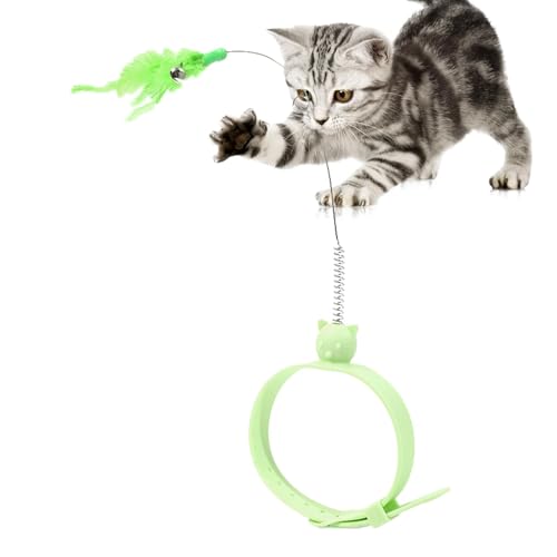 Buerfu Katzenstab-Spielzeug für Hauskatzen,Federstab-Katzenspielzeug | Swing Spring Cat Teaser Zauberstab Spielzeug mit Feder - Lustiges Katzenspielzeug, bequemes Katzen-Entspannungszubehör für den von Buerfu