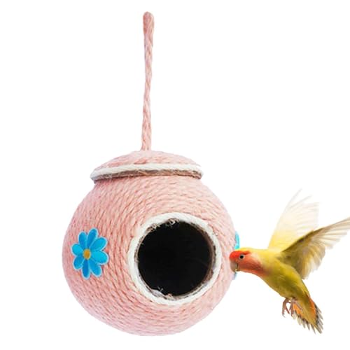 Buerfu Muschelnest | Handgewebtes natürliches Muschelsimulations-Vogelhaus | Anti-Biss-Biss Vogelnistung mit gewebter Abdeckung für Papageien, Sittiche, Sittiche, Sittiche, Nymphensittiche, Lovebird, von Buerfu