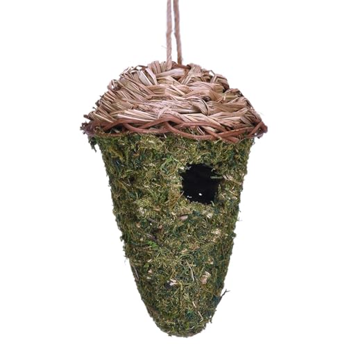 Buerfu Natural Hummingbird Nest, Grass Bird House,Handgewebte Tit Shelter im Freien - Tränendrop-Form-Nest, weastresistente Kolibri-Nest für Garten, Innenhof, Zäune von Buerfu