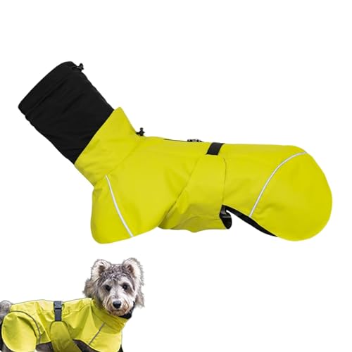 Buerfu Regenmantel für kleine Hunde, wasserdichter Hunderegenmantel, Atmungsaktive Hunde-Regenjacke, Verstellbarer, wasserdichter Regenmantel mit nachtreflektierenden Sicherheitsstreifen, einfach an- von Buerfu