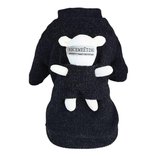 Buerfu Rollkragenpullover mit Bärenpuppe, warmer Hundemantel, dicke Herbstkleidung, Rollkragen-Katzen-Outfit für draußen von Buerfu