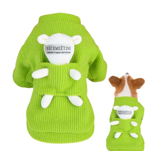 Buerfu Süßer Hundepullover, Haustierpullover mit Bärenpuppe – dicke Herbstkleidung für Welpen, Rollkragen, Katzen-Outfit für draußen von Buerfu