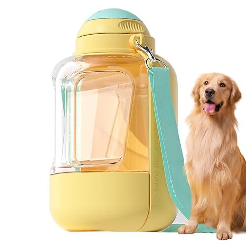 Buerfu Tragbare Wasserflasche für Hunde,Hundewasserflasche | Tragbare Hundetrinkflasche - 2-in-1-Wasserspender für Hunde, große Hundeflasche mit Futterspender, auslaufsichere Haustier-Wasserflasche von Buerfu