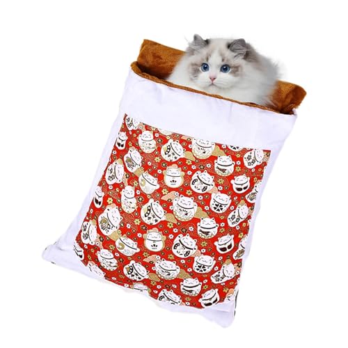 Buerfu Warmer Katzenschlafsack,Winterschlafsack für Katzen,Katzenhaus für Wohnungskatzen - Welpenhöhlenbett für Hauskatzen, weicher, gemütlicher Katzensack, Bequeme Katzenbetthöhle, von Buerfu