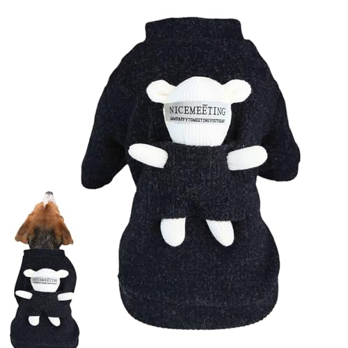 Buerfu Winter-Hundepullover – Haustierpullover mit Bärenpuppe – dicke Herbstkleidung für Welpen, Rollkragen, Katzen-Outfit für den Außenbereich von Buerfu