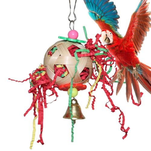 Buerfu Zerkleinertes Spielzeug für Vögel,Vögel-zerkleinertes Spielzeug | Futterspielzeug für Papageien - Buntes Vogel-Kauspielzeug mit Glocke für kleine Papageien, Sittiche, Sittiche, Nymphensittiche, von Buerfu