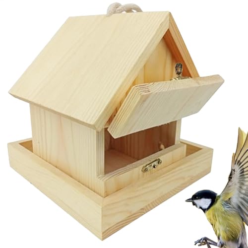 Hölzerne Vogel Nistkasten Bausatz, Einflugloch Zum Aufhängen, Vogelhaus Vogelhäuschen Bird House Für Meise Wellensittiche Rotkehlchen Nymphensittich Rotschwänzchen von Buerfu