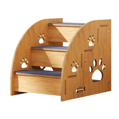 Hundetreppe für hohe Betten, rutschfeste Haustiertreppe aus Holz, Hundetreppe, Haustiertreppe, Hunderampe, tragbare Hundetreppe, für große/mittlere/kleine Hunde und Katzen, Heimtierbedarf von Buerfu