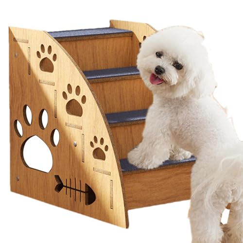 Hundetreppe für hohe Betten, rutschfeste Haustiertreppe aus, Hundetreppe, tragbare Hundetreppe, für große/mittlere/kleine Hunde und Katzen, Heimtierbedarf von Buerfu