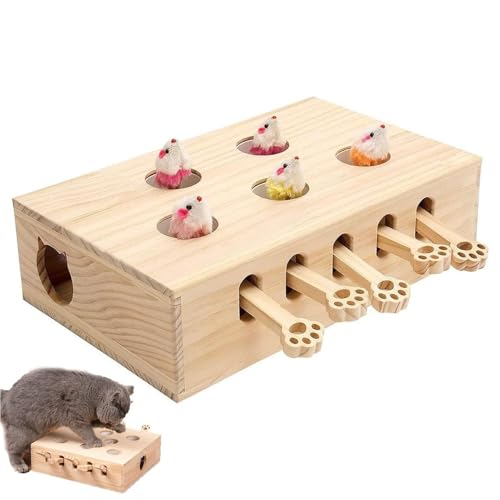 Katzenanreicherungsspielzeug für Indoor-Katzen, w-hack a mole Game Katzen-Puzzle-Spielzeug, sichere Spaßbox Pfoten Kratzer, interaktive Box Fangen Mäuse Spiel für Katze spielen Kratzbeißen von Buerfu