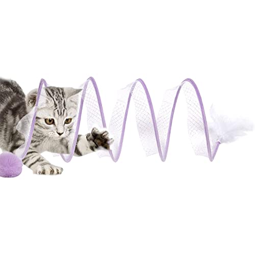 Katzentunnel Spielzeug, Folded Cat Tunnel, Gefaltetes Katzentunnel-Federspielzeug,interaktives Spielzeug für Kaninchen, Kätzchen, Katzen Aller Rassen von Buerfu