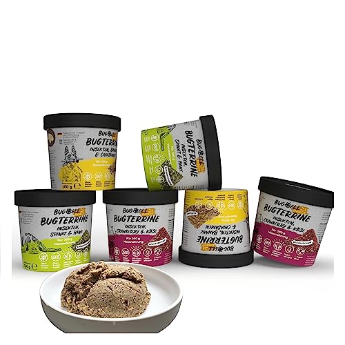 BugBell 6x100g Nassfutter zum Anrühren Mix, pro Portion 300g getreidefreies Nassfutter, mit Insekten als Monoprotein, funktional für die Gesundheit des Hundes, hypoallergen & purinarm von BugBell