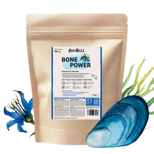 BugBell 7kg Hundefutter trocken getreidefrei, zur Knochen & Gelenkunterstützung, bei Arthrose, Patellaluxation, mit Grünlippmuschel & Spirulina & Weidenrinde & Teufelskralle von BugBell