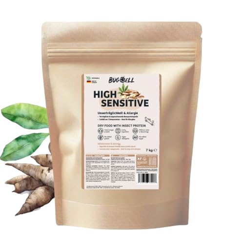 BugBell 7kg Premium Trockenfutter Schonkost, Nur fünf Komponenten, Hypoallergen, für Allergikerhunde, Insekten Hundefutter bei Ausschlussdiäten von BugBell