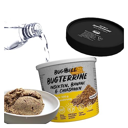 BugBell 8x100g Nassfutter zum Anrühren, pro Portion 300g hypoallergenes Hundefutter nass, Kraft & Energielieferant durch Banane & Chia & Lachsöl & L-Carnitin, Monoprotein, perfekt für Schleckmatte von BugBell