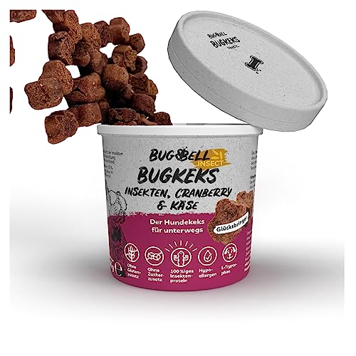 BugBell 8x150g Hundekeks, Trainingsleckerli für Hund, ohne Getreide & Zucker, hochwertige Zutaten sorgen für Lebensfreue und wirken gegen Depressionen & schlechte Laune, hypoallergenes Insektenprotein von BugBell