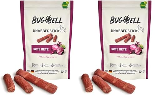 BugBell Softer Hundeleckerli mit Roter Bete 60g, Hundesnack, Dog Treats, Hypoallergen, Vegan, Ohne Zucker, mit Hochwertigen Rohstoffen (Packung mit 2) von BugBell