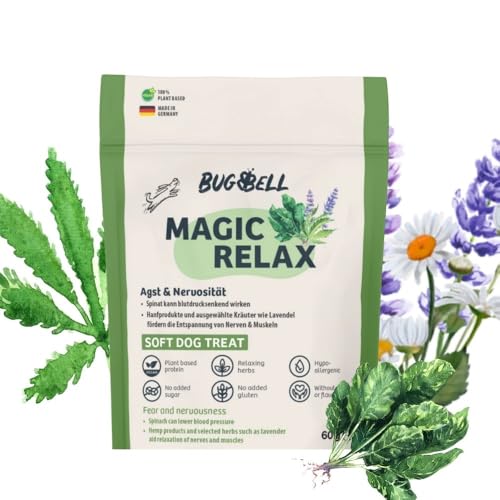 BugBell Softer Hundeleckerli zur Entspannung 60g, bei Angst & Stress, Hypoallergen & Pflanzlich, mit Hanf, Spinat, Fenchel, Kamille BugBell Softer Hundeleckerli zur Entspannung 60g, bei Angst & Stress, Hypoallergen & Pflanzlich, mit Hanf, Spinat, Fenchel, Kamille von BugBell
