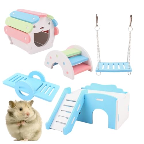 Buhjnmik Chinchilla-Spielzeug, Spielzeug für Hamster,Interaktive Leiterplattformen für Hamster - Lustiges Käfigzubehör, Klettern für Kleintiere, geruchlose Bunte Plattformen für Mäuse, Fliegende von Buhjnmik