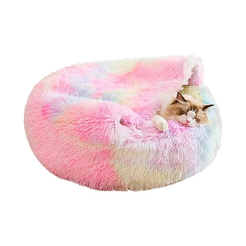 Buhjnmik Donut-Hundebett, Hundebett für mittelgroße Hunde - Burrow Hundebett Regenbogen Katzenbett | Katzenhaus, Donut-Hundebett, Haustiermöbel für den Winter, Katze, Hund von Buhjnmik