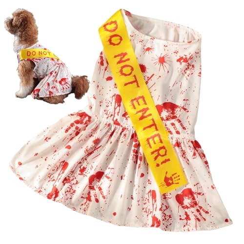 Buhjnmik Halloween-Kostüm, leichtes, blutiges Hundekleid, wiederverwendbar, Cosplay-Kostüm, Horror-Halloween-Siegel-Kleidung für Haustier-Cosplay-Party von Buhjnmik