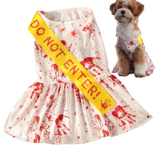 Buhjnmik Halloween-Kostüme für Hunde, Haustierkleidung, blutiges Halloween-Kostüm, Haustier-Cosplay-Kostüm, Horror-Hunde-Blutrock, Halloween-Robben-Kleidung für drinnen und draußen von Buhjnmik