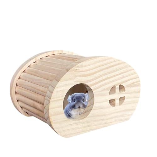 Buhjnmik Hamsterhaus aus Holz zum Verstecken,Hamster-Holzhaus - Kleintier-Lebensraum,Käfigspielzeug, Hamsterhaus, Lebensraum, Dekorhaus, Kleintierversteck für Hamster, Mäuse, Rennmäuse von Buhjnmik