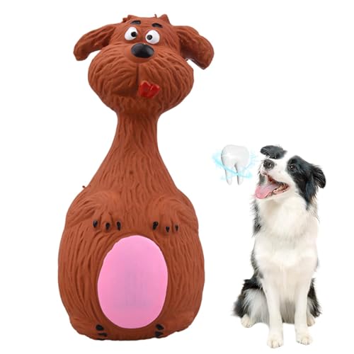 Buhjnmik Quietschspielzeug für Hunde, Hundespielzeug aus Latex | Stehendes Kauspielzeug für Hunde | Latex-Haustier-Quietschspielzeug, Tier-Bowling-Form, interaktives Welpen-Kauspielzeug zur Linderung von Buhjnmik