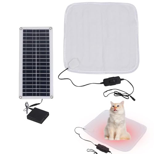 Buhjnmik Solar-Heizkissen für Hunde, solarbeheiztes Hundebett, 100 W wasserdichtes Haustier-Heizkissen, Extra warmes Thermo-Haustier-Pad, beheiztes Hunde- und Katzenbett für den Außenbereich, beheizte von Buhjnmik