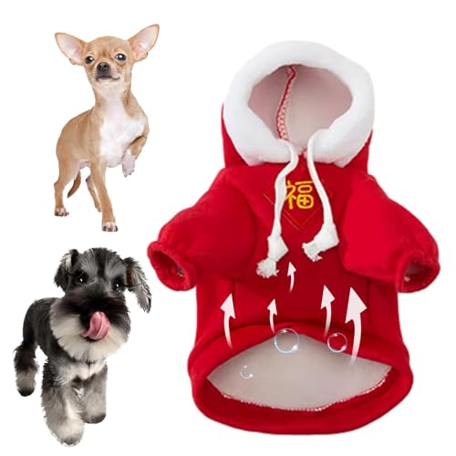 Buhjnmik Warme Katzenkleidung, weiches Haustier-Sweatshirt, weiche Baumwolle und Polyester, für Welpen, kaltes Wetter, Kapuzen-Sweatshirts für und kleine Hunde von Buhjnmik