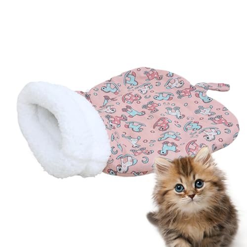 Buhjnmik Winterwarmes Katzenbett, Katzenhöhlenbett - Weicher Nestbett-Schlafsack für Welpen - Winter-Katzennestbett, bequemes Haustierschlafnest, geeignet für Katzen und kleine Hunde von Buhjnmik