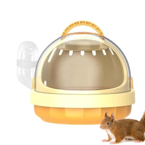 Hamsterkäfig – Hamster-Tragetasche, Hamster-Reisekäfig mit Wasserflasche, tragbarer Hamster-Tragekäfig, Panorama-Tasche, Meerschweinchen-Reise-Tragetasche, Andere kleine Nagetier-Tragetasche, gelb von Buhjnmik