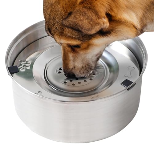 Buhygn Dog Water Bowl No Spill, Slow Water Bowl for Dogs, Non Tip Dog Dish, Floating Water Bowl, Stainless Steel Dog Bowl for Small Medium Large Dogs von Buhygn