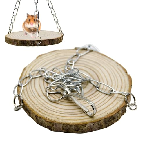 Buhygn Hamster Bed with Hanging Wooden Swing, Wooden Hamster Swing Toy, Cage Hammock Sway Made of Wood, Playful Fun, Effortless Setup, 9x28cm for Pets von Buhygn