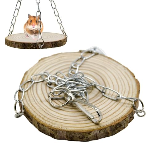 Buhygn Hamsterbett mit Hängeschaukel aus Holz, Hamsterschaukel Spielzeug, Käfighängematte aus Holz, spielerischer Spaß, müheloses Aufstellen, 9 x 28 cm für Haustiere von Buhygn