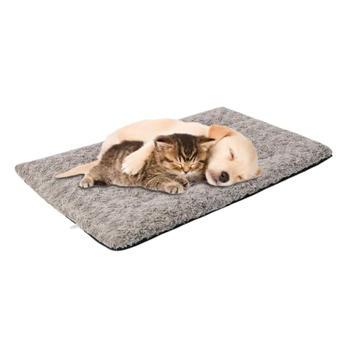 Buhygn Haustier Zwinger Pad und Bett, bequemes Hundetier, Hund und Katzenkissen, leicht zu reinigen, langlebig, 50 x 70 x 4 cm, hellgrau/rosa und weiß/kaffeebraun für Haustiere von Buhygn