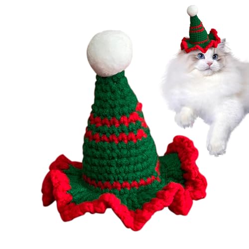 Buhygn Katzen-Weihnachtsoutfit | Weihnachtsmütze für Katzen | Haustier-Weihnachtskostüm | weiches und gemütliches Welpenkostüm | Haustierzubehör für Weihnachtsbäume und Feiertage von Buhygn