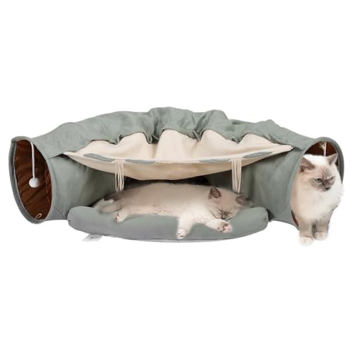 Buhygn Katzenbetten für Indoor-Katzen, Katzenbetten, Katzenspieltunnel, weiches Katzenbett mit Tunnel, multifunktionales Katzenbett, Haustierspielzeug für Kaninchen, Unterhaltung von Buhygn