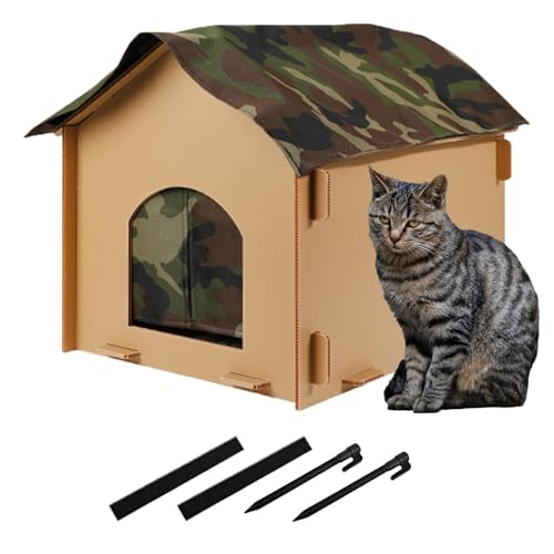 Buhygn Outdoor Cat Shelter | Waterproof Cat House for Stray Cats | Foldable Design with Sleeping Pad | Ideal Stray Cat Shelter for Caring People | Durable and Easy to Set Up for Outdoor Use von Buhygn