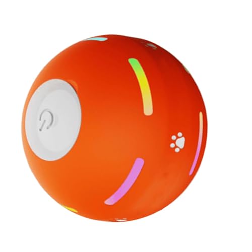 Buhygn Pet Automatischer Rollball, Interaktiver Hundeball mit Licht, Elektrischer Rollball Hundespielzeug, Auto Sleep & Easy Wake-Up, Sicher für Haustiere, 8 cm, Orange für Hunde, Haustiere von Buhygn