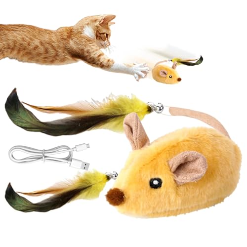 Buhygn Realistic Cat | Electronic Squeaky Toy | USB Rechargeable Toy | Cat Mice Toys with Electronic Realistic Squeaky Sound for Indoor von Buhygn