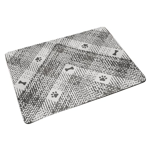 Futternapfmatte, wasserabsorbierende Futtermatte Hunde, Futterunterlage Haustiere mit wasserfesten Oberflächen, sicher und ordentlich, leicht reinigen, 40x60x3cm, Schwarz/Gelb/Grün/für Haustiere von Buhygn