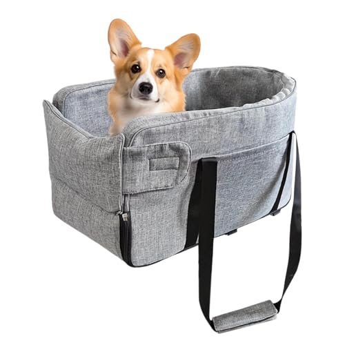 Hunde Autositz für kleine Hunde, Konsole Hund Autositz, Hund Booster Sitz, Haustier Reise Carrier Bett, Atmungsaktive Haustierbedarf, Reise Hundehütte für kleine Hunde Camping von Buhygn