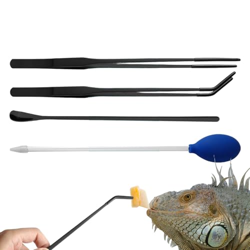 Langes Aquarium -Pinzetten, Gummispitze, Präzisions -Fütterungsinstrument, Ergonomisches Nicht -Slip -Design, Edelstahlbau, Silber, Für Reptilien, Geckos, Eidechsen, Bärtige von Buhygn