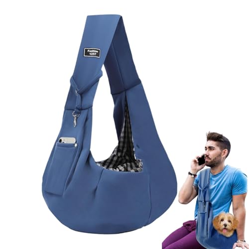 Wendbare Handsfree Hundetragetasche, Welpen-Tragetasche, Haustier-Tragetasche, einfach zu bedienen, verbessertes Reiseerlebnis, 80 cm, Schwarz/Blau/Grau für Haustiere von Buhygn