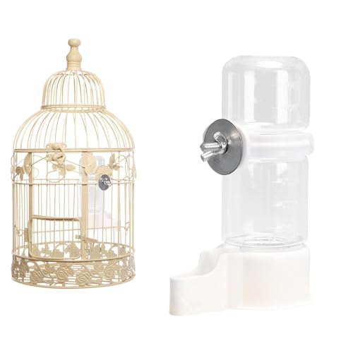 Automatic Parrot Water Dispenser, 13.4x5.5x3cm, Large Capacity Bird Feeder Drinker, Parakeet Waterer, Hygienic Hanging Food Container, Ideal for Bird Cages, White/Azure von Buhyujkm