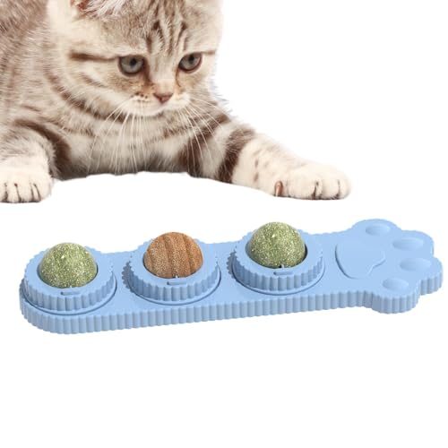 Buhyujkm Catnip Ball, Wall-Mounted Chew Toy Cats, 7.87x1.97x1.57 inches, Rotatable Edible Catnip Licking Ball, Natural Cat Treats for Teeth Cleaning, Boredom Relief, Indoor Interactive von Buhyujkm