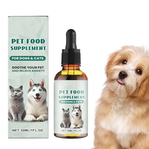 Buhyujkm Dog Calming Drops, Cat Stress Relief Drops, Natural Behavioral Supplement, Reduces Aggression, Promotes Relaxation, 30ml, Convenient and Suitable for Animals von Buhyujkm