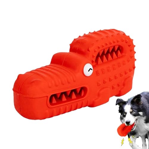 Buhyujkm Gummi Alligator Hundespielzeug, 16x6x7cm, Interaktives Kauspielzeug Quietscher, Kauspiel für Welpen, süßes Welpenmodell für Hunde, ideal zum Kauen und Spaß beim Spielen, Rot/Grün von Buhyujkm