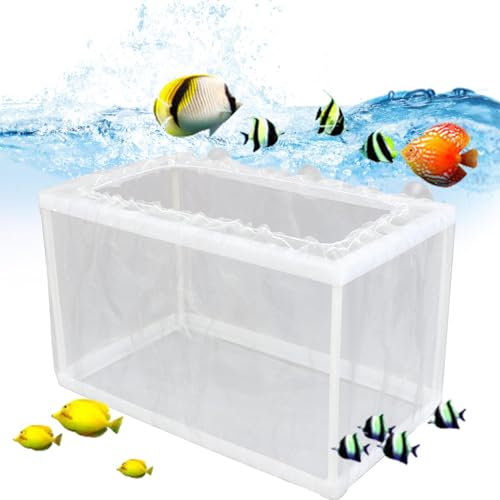 Buhyujkm Hatcher Mesh Box, Juvenile Fish SeparatFish Breeder Box, Ion Net, Fish Tower Breeder Box White Nylon Mesh Juvenile Fish Separation Net Fish Fry Hatchery with Suction Cups von Buhyujkm